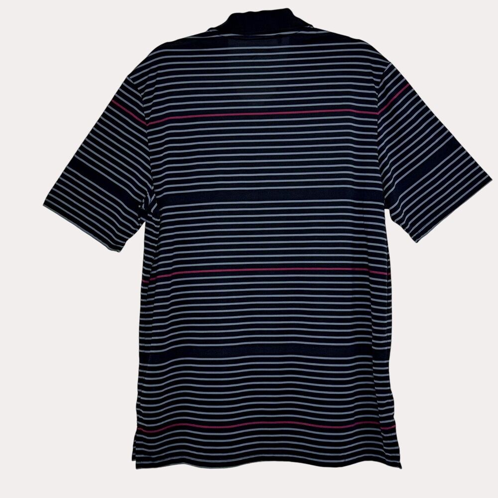 Adidas ClimaCool Mens Polo Shirt Top Stripe Black Smoke Blue L - Picture 6 of 8